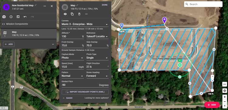 Drone Mapping Construction Sites: A Mapping Flight Being Programmed. By Above and Beyond Imagery in Hudson Wisconsin.