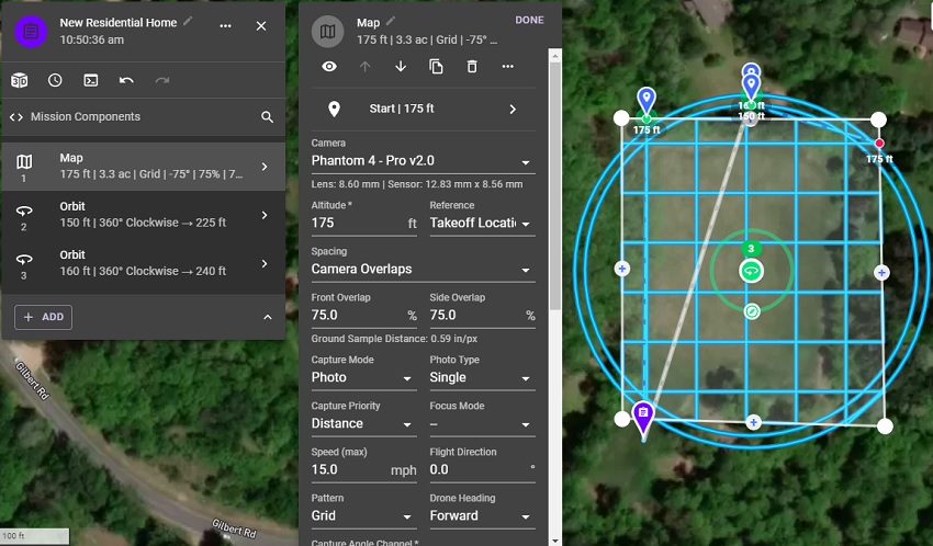 Our residential construction progress monitoring service utilizes programming drones to fly automated flights that capture consistent data that is easily comparable between flights.